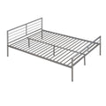 Twin Over Full Metal Bunk Bed With Desk, Ladder And Quality Slats For Bedroom, Metallic Silver Old Sku :Lp000092Aan Silver Metal