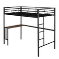 Twin Over Full Metal Bunk Bed With Desk, Ladder And Quality Slats For Bedroom, Metallic Black Old Sku :Lp000092Aab Black Metal