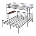 Twin Over Full Metal Bunk Bed With Desk, Ladder And Quality Slats For Bedroom, Metallic Silver Old Sku :Lp000092Aan Silver Metal
