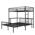 Twin Over Full Metal Bunk Bed With Desk, Ladder And Quality Slats For Bedroom, Metallic Black Old Sku :Lp000092Aab Black Metal