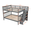 Stairway Full Over Full Bunk Bed With Storage And Guard Rail For Bedroom, Dorm, Gray Old Sku:Lp000110Aae Gray Solid Wood