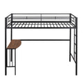 Twin Over Full Metal Bunk Bed With Desk, Ladder And Quality Slats For Bedroom, Metallic Black Old Sku :Lp000092Aab Black Metal