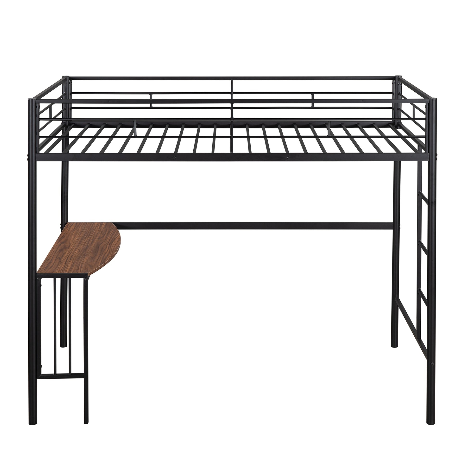 Twin Over Full Metal Bunk Bed With Desk, Ladder And Quality Slats For Bedroom, Metallic Black Old Sku :Lp000092Aab Black Metal
