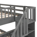 Stairway Full Over Full Bunk Bed With Storage And Guard Rail For Bedroom, Dorm, Gray Old Sku:Lp000110Aae Gray Solid Wood