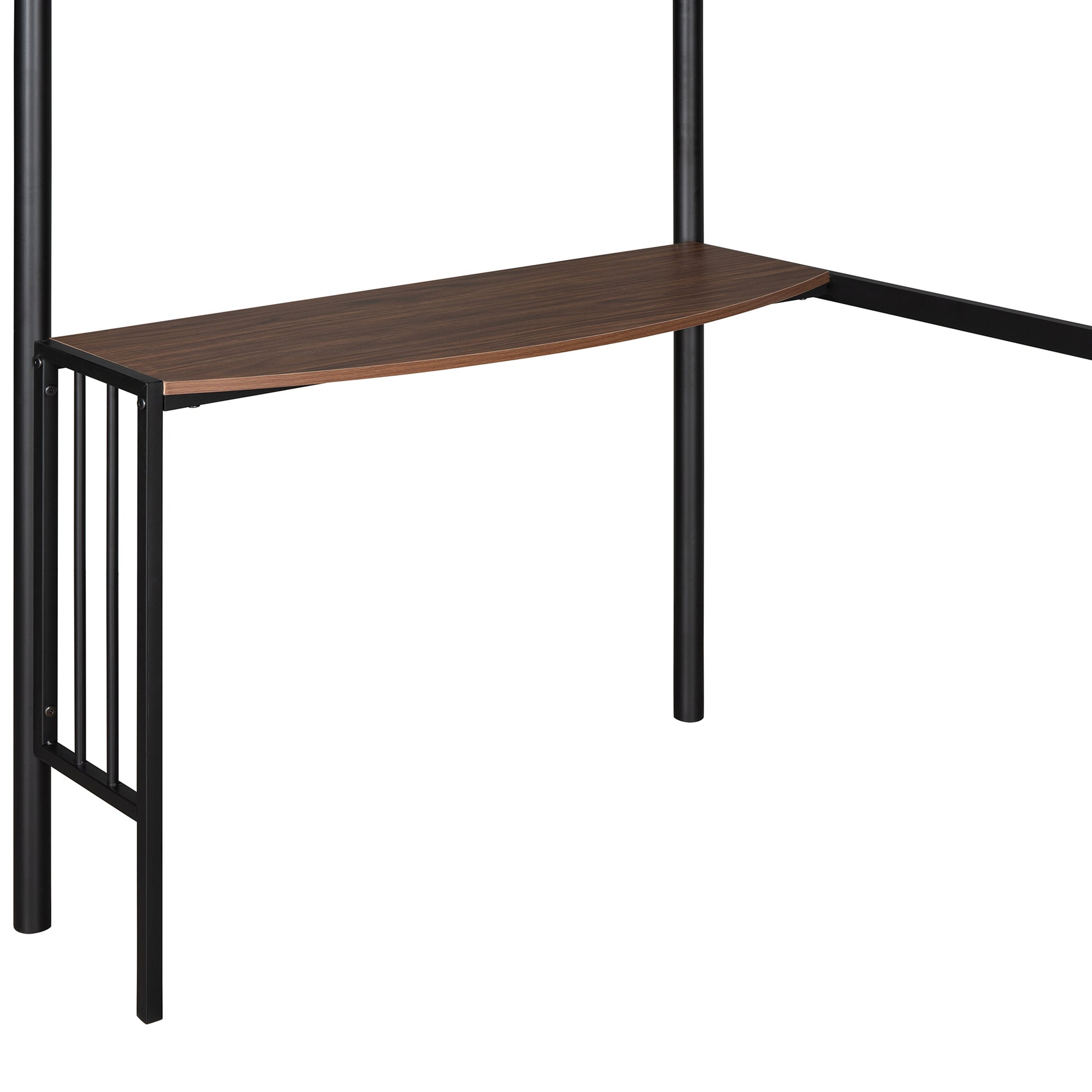 Twin Over Full Metal Bunk Bed With Desk, Ladder And Quality Slats For Bedroom, Metallic Black Old Sku :Lp000092Aab Black Metal