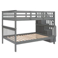 Stairway Full Over Full Bunk Bed With Storage And Guard Rail For Bedroom, Dorm, Gray Old Sku:Lp000110Aae Gray Solid Wood