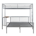 Twin Over Full Metal Bunk Bed With Desk, Ladder And Quality Slats For Bedroom, Metallic Silver Old Sku :Lp000092Aan Silver Metal