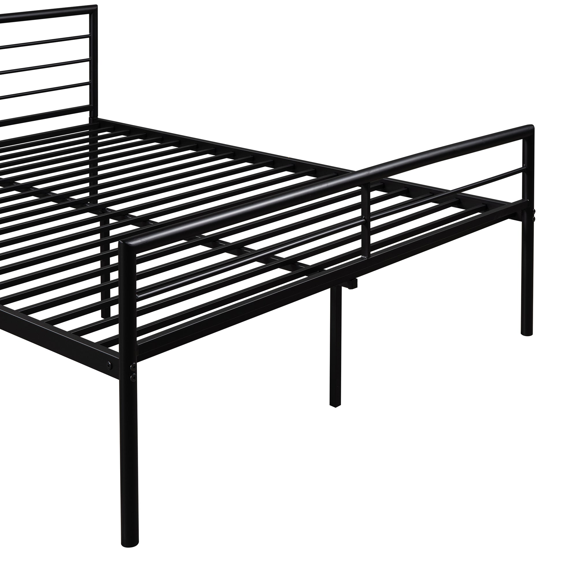 Twin Over Full Metal Bunk Bed With Desk, Ladder And Quality Slats For Bedroom, Metallic Black Old Sku :Lp000092Aab Black Metal