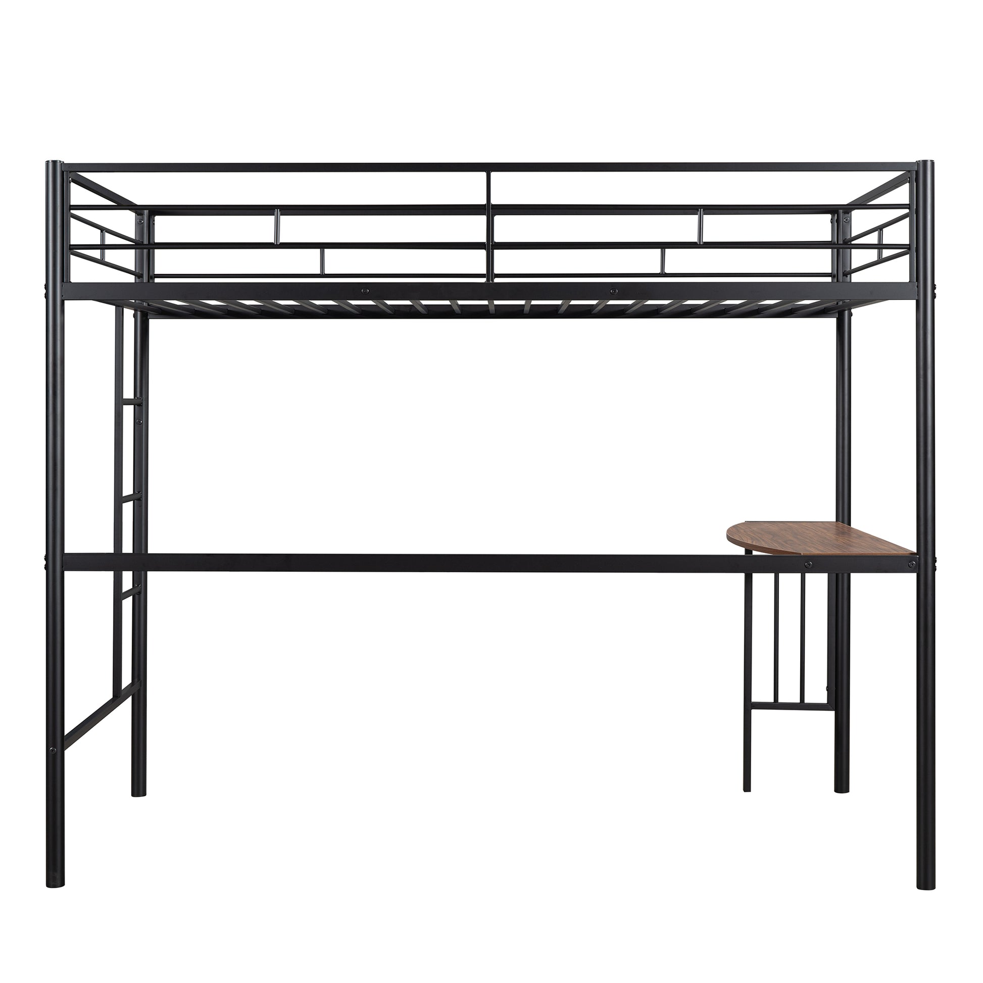 Twin Over Full Metal Bunk Bed With Desk, Ladder And Quality Slats For Bedroom, Metallic Black Old Sku :Lp000092Aab Black Metal