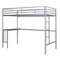 Twin Over Full Metal Bunk Bed With Desk, Ladder And Quality Slats For Bedroom, Metallic Silver Old Sku :Lp000092Aan Silver Metal