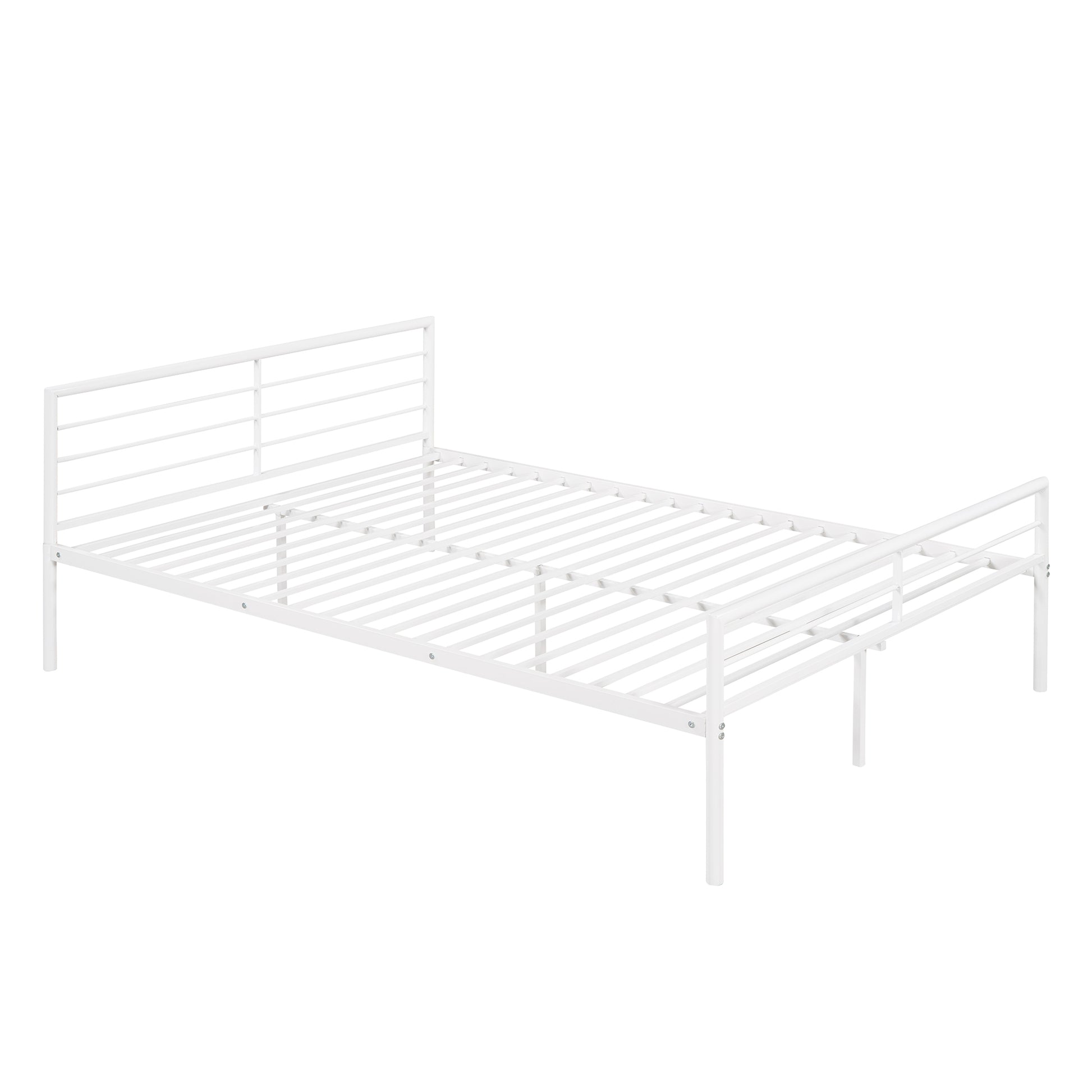 Twin Over Full Metal Bunk Bed With Desk, Ladder And Quality Slats For Bedroom, Metallic White Old Sku :Lp000092Aak White Metal
