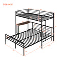 Twin Over Full Metal Bunk Bed With Desk, Ladder And Quality Slats For Bedroom, Metallic Black Old Sku :Lp000092Aab Black Metal