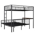Twin Over Full Metal Bunk Bed With Desk, Ladder And Quality Slats For Bedroom, Metallic Black Old Sku :Lp000092Aab Black Metal