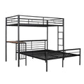 Twin Over Full Metal Bunk Bed With Desk, Ladder And Quality Slats For Bedroom, Metallic Black Old Sku :Lp000092Aab Black Metal