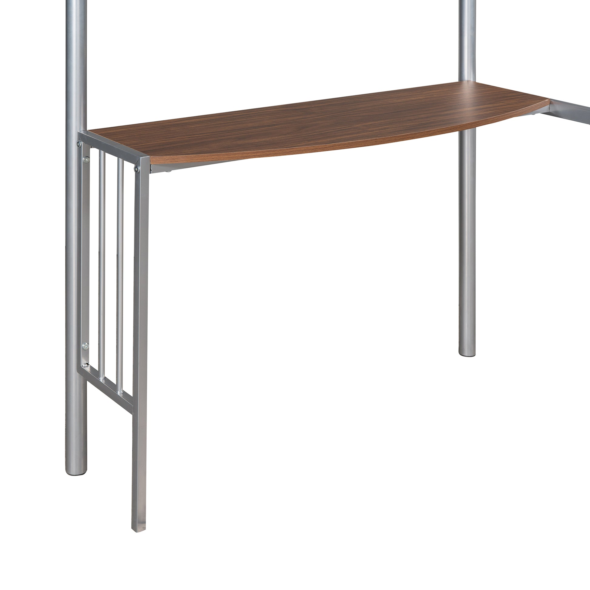 Twin Over Full Metal Bunk Bed With Desk, Ladder And Quality Slats For Bedroom, Metallic Silver Old Sku :Lp000092Aan Silver Metal