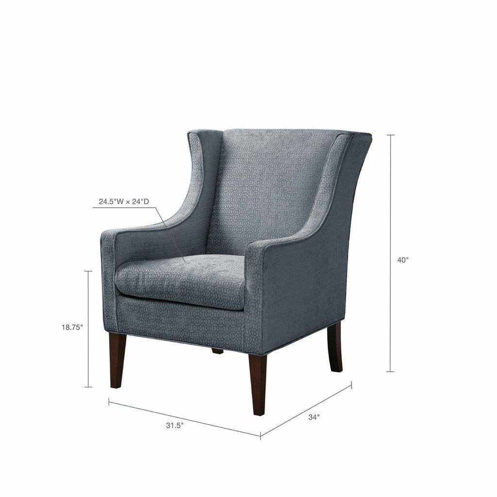 Addy Wing Chair Blue Solid Wood