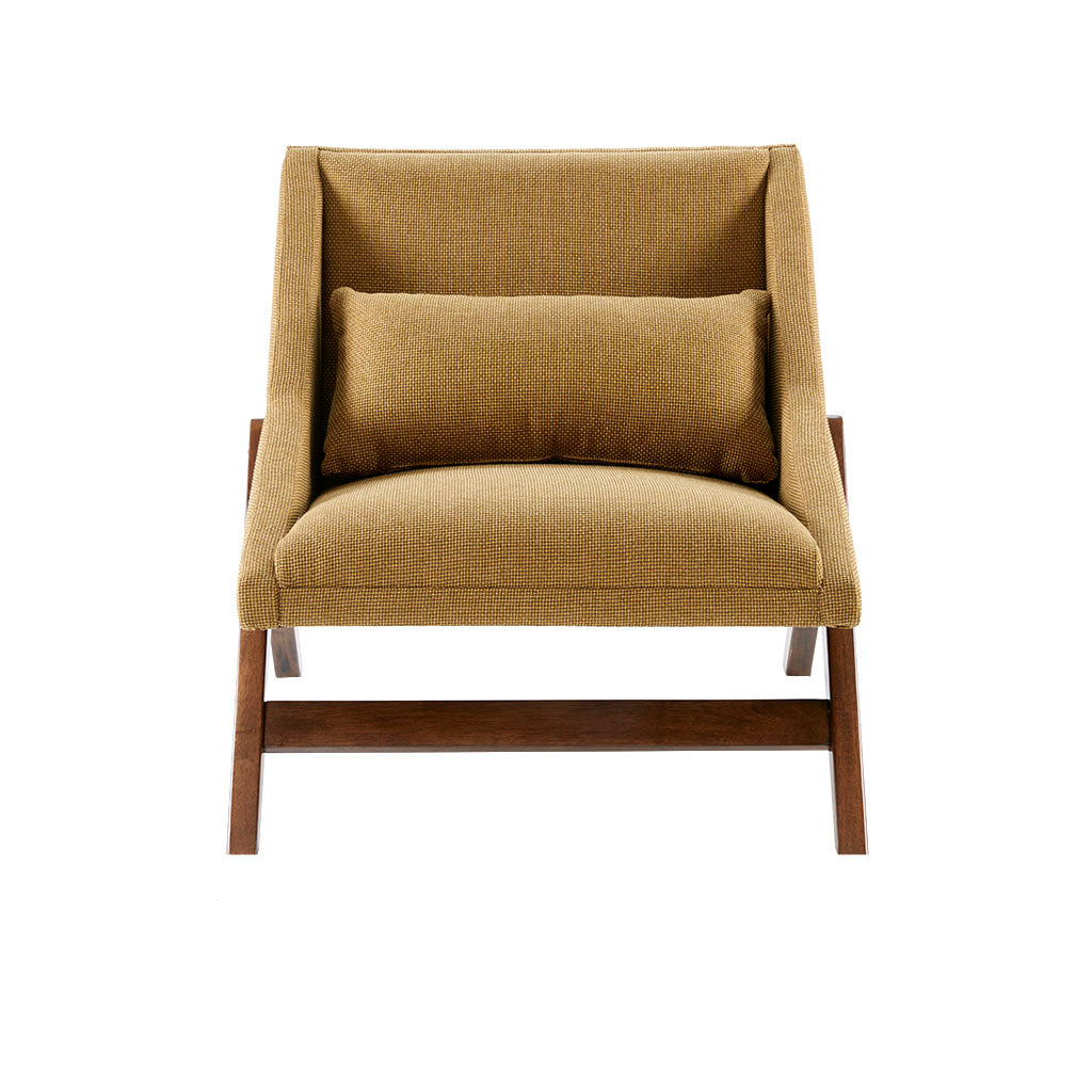 Accent Chair Mustard Yellow Pecan Polyester