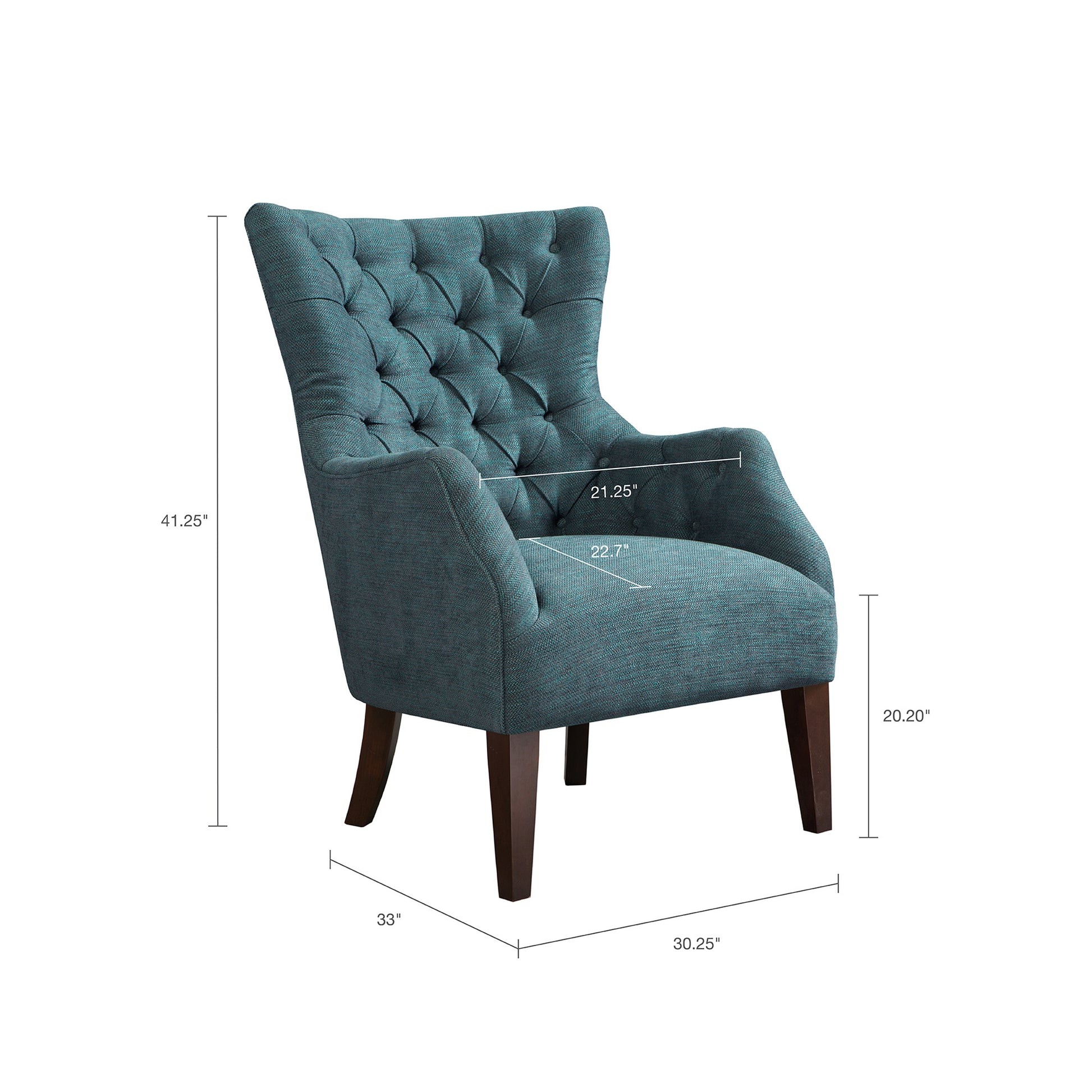 Hannah Button Tufted Wing Chair Dark Green Solid Wood
