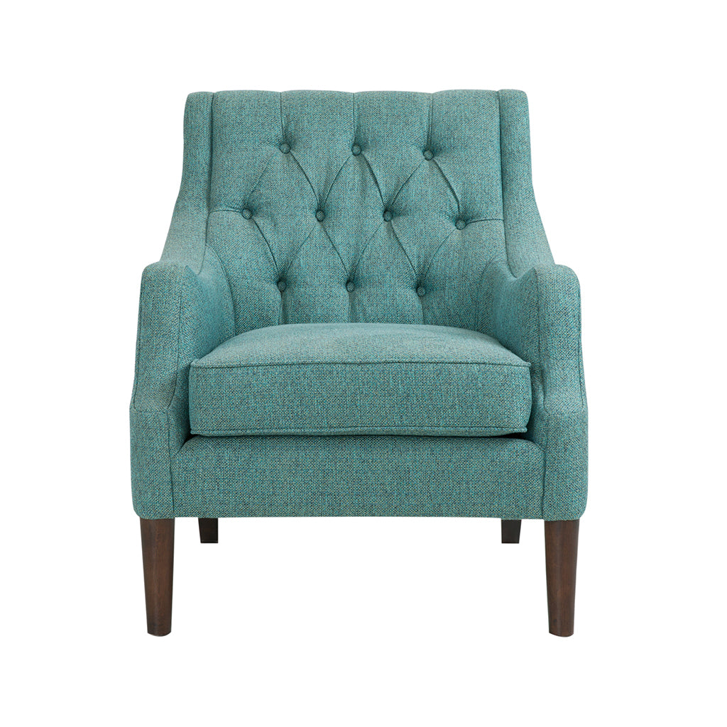 Button Tufted Accent Chair Teal Polyester