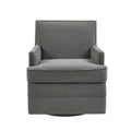 Upholstered Swivel Chair Grey Polyester