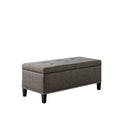 Tufted Top Soft Close Storage Bench Charcoal Polyester