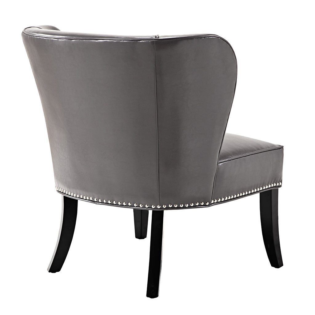 Armless Accent Chair Grey Polyester