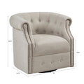 Owen Swivel Chair Beige Solid Wood