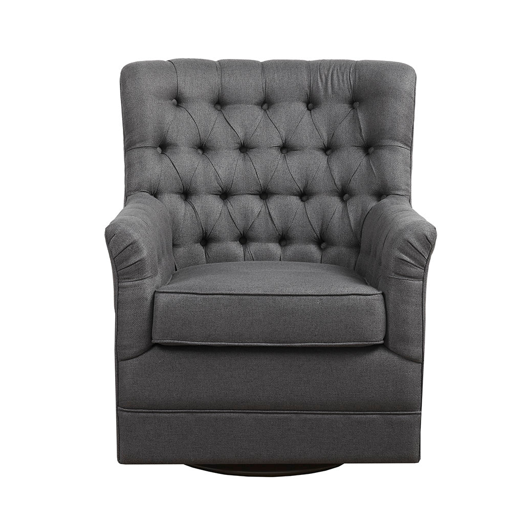 Mathis Swivel Glider Chair Gray Solid Wood
