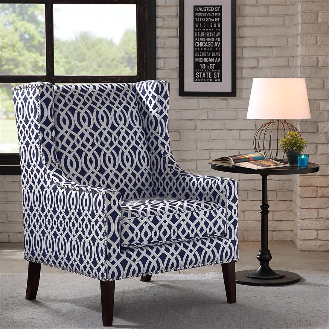 Barton Wing Chair Multicolor Solid Wood