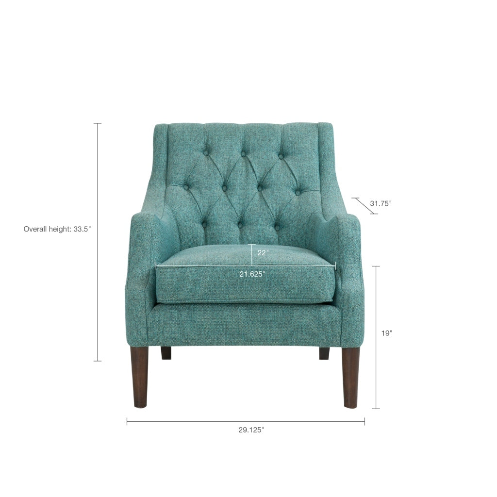 Button Tufted Accent Chair Teal Polyester