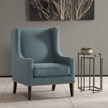 Barton Wing Chair Teal Solid Wood