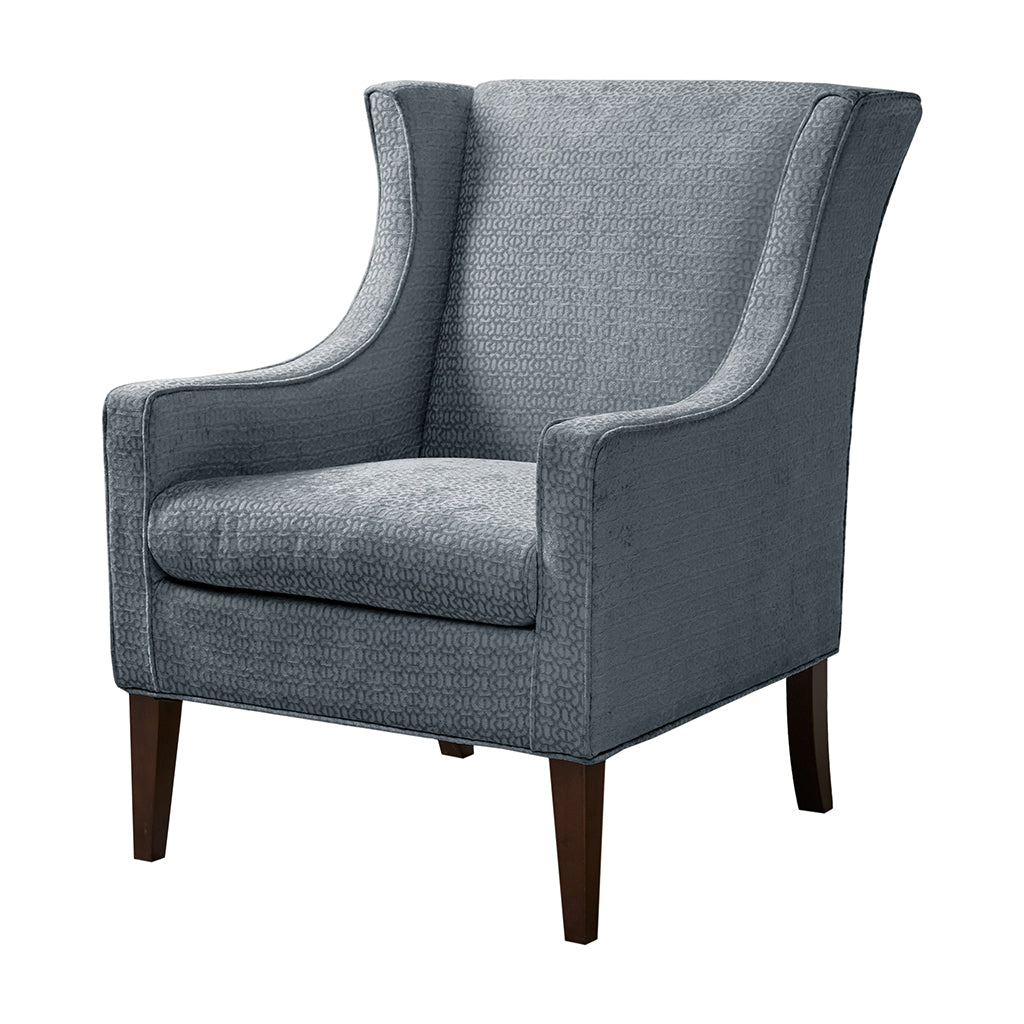 Addy Wing Chair Blue Solid Wood