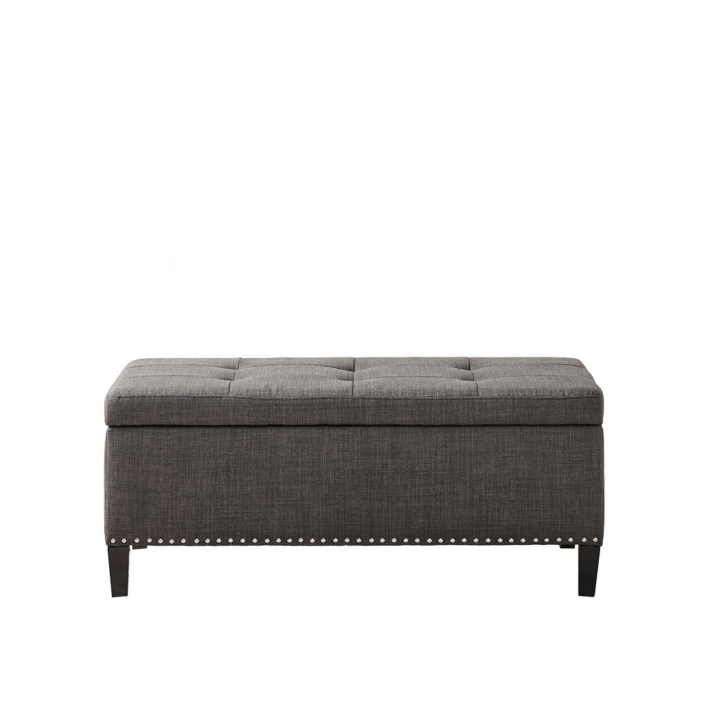 Tufted Top Soft Close Storage Bench Charcoal Polyester