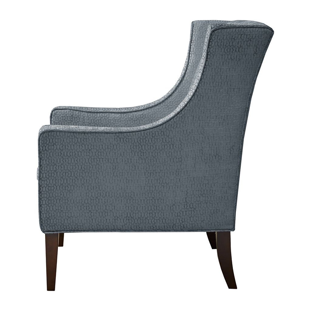 Addy Wing Chair Blue Solid Wood