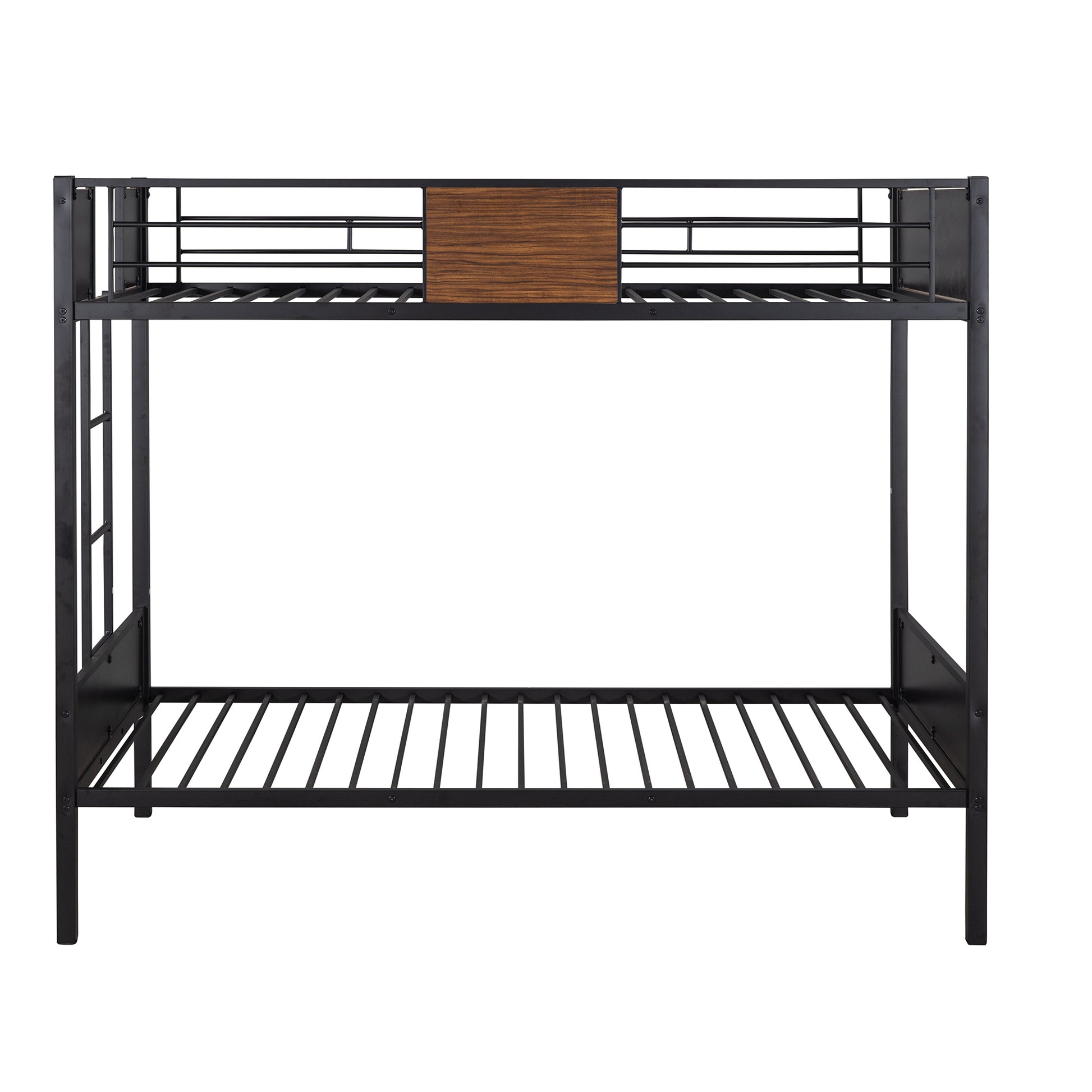 Twin Over Twin Bunk Bed Modern Style Steel Frame Bunk Bed With Safety Rail, Built In Ladder For Bedroom, Dorm, Boys, Girls, Adults Old Sku:Mf190839Aad Twin Brown Metal