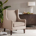 Barton Wing Chair Taupe Solid Wood
