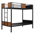 Twin Over Twin Bunk Bed Modern Style Steel Frame Bunk Bed With Safety Rail, Built In Ladder For Bedroom, Dorm, Boys, Girls, Adults Old Sku:Mf190839Aad Twin Brown Metal