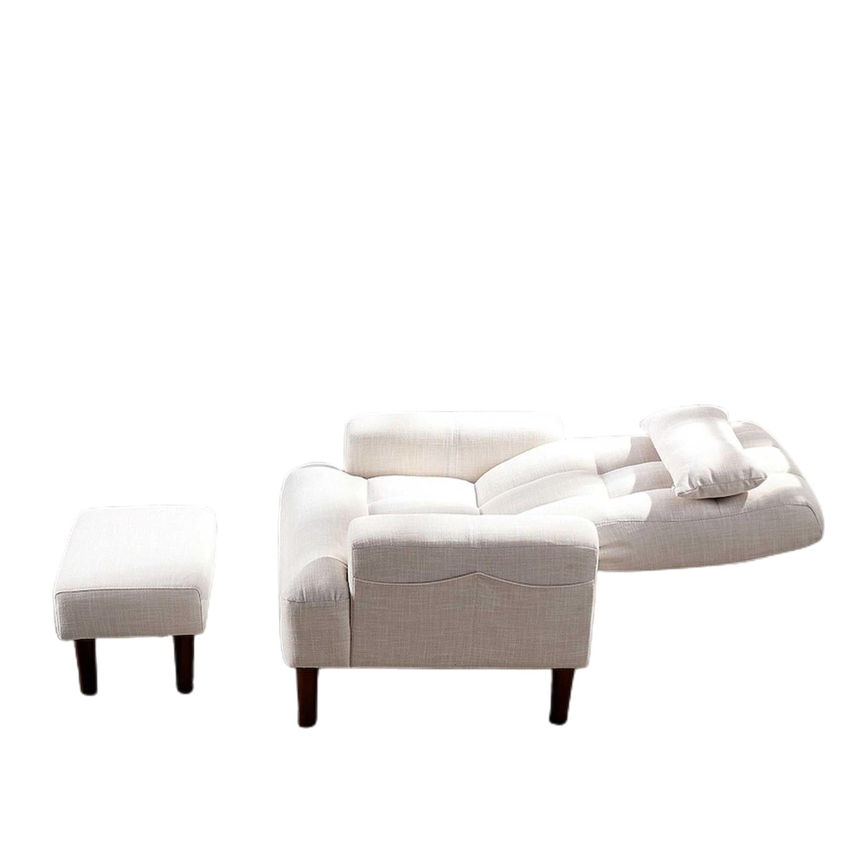 Redde Boo Brand Modern Design Living Room Cream White Recliner Soft Cozy Sofa Chair With Ottoman Cream White Foam Fabric