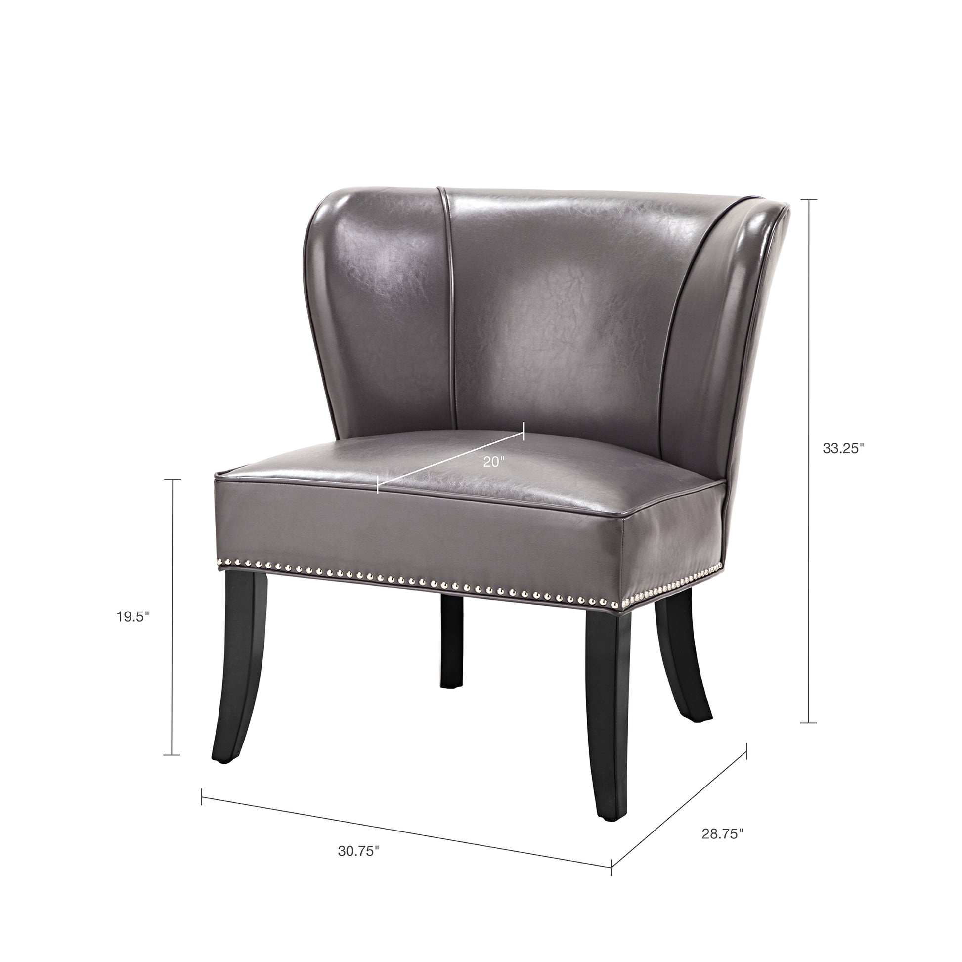 Armless Accent Chair Grey Polyester