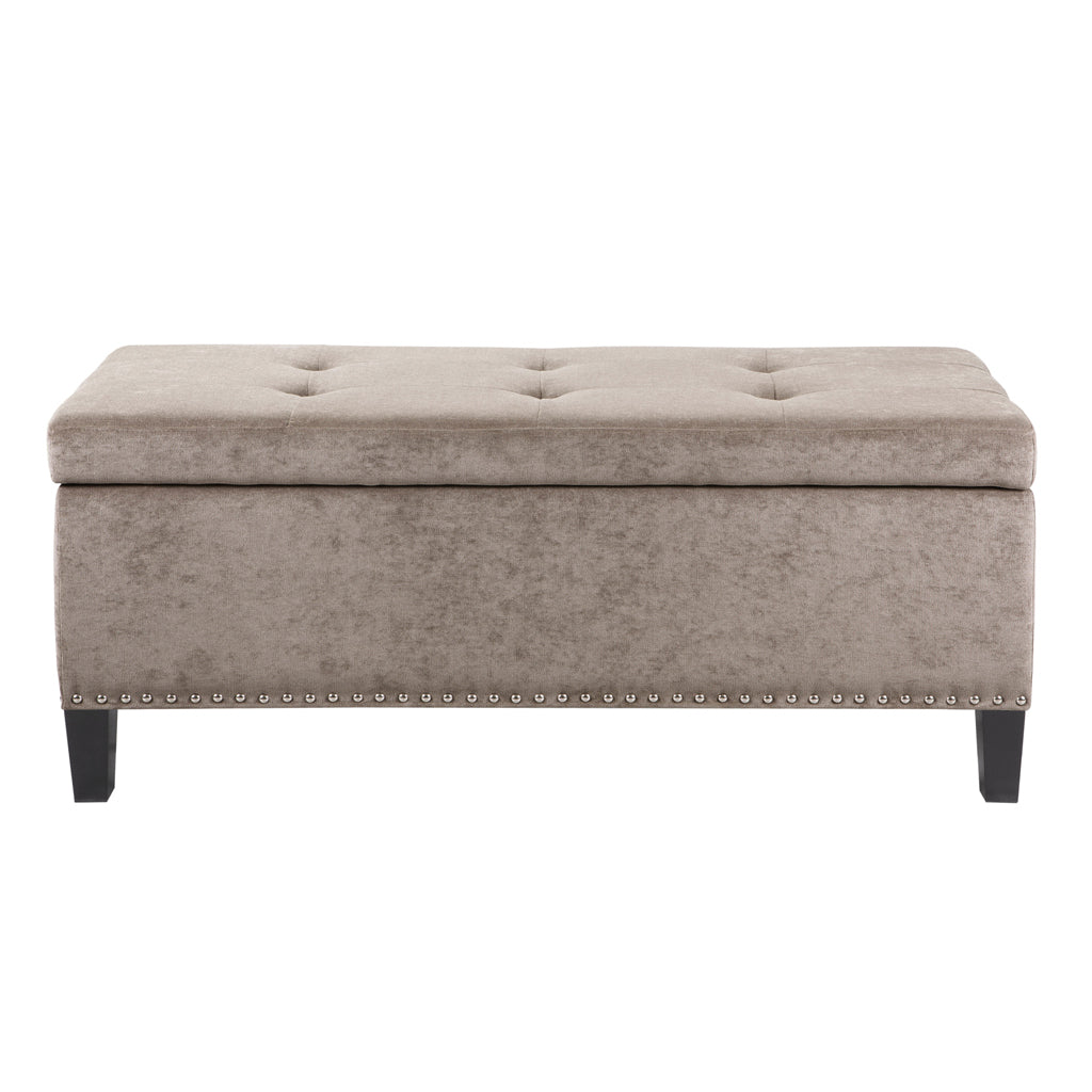 Tufted Top Soft Close Storage Bench Taupe Polyester