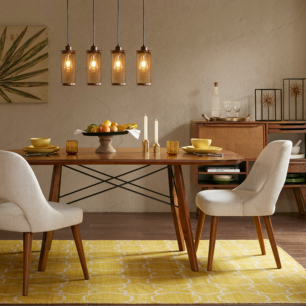 Dining Side Chair Set Of 2 Cream Polyester