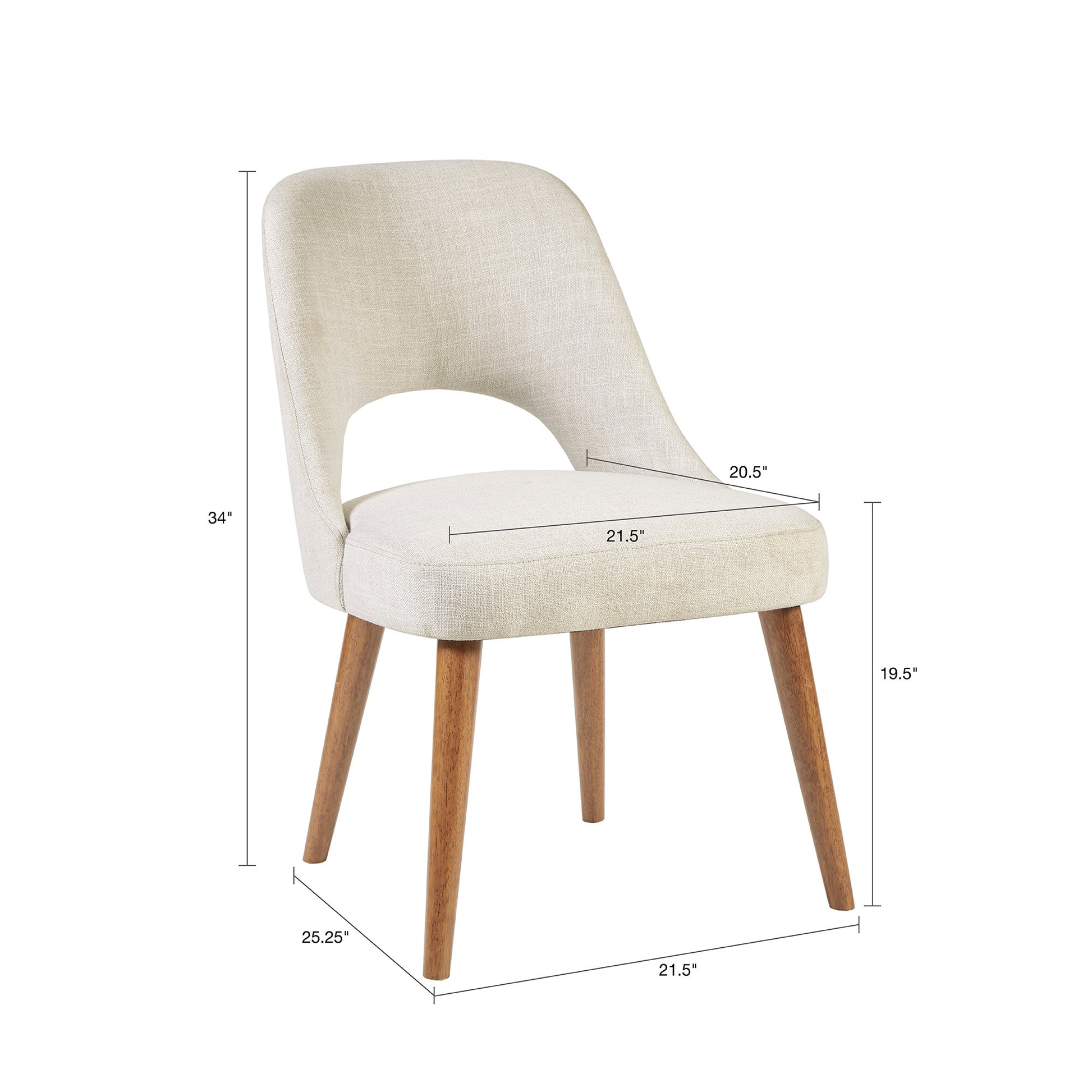 Dining Side Chair Set Of 2 Cream Polyester