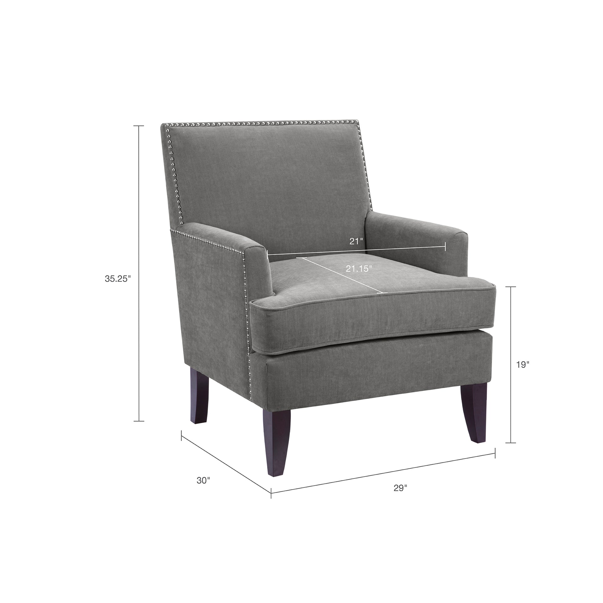 Track Arm Club Chair Grey Polyester