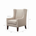 Barton Wing Chair Beige Solid Wood