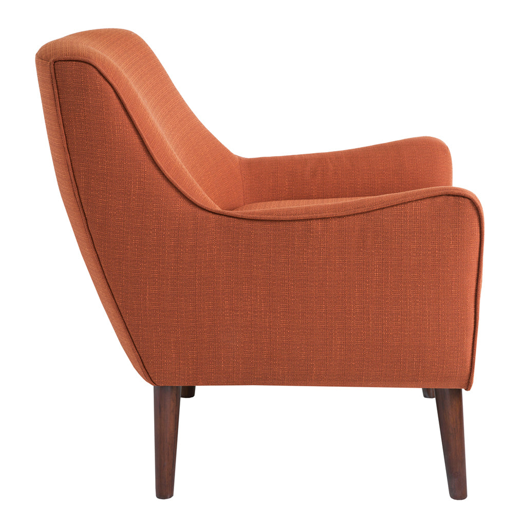 Mid Century Accent Chair Burnt Orange Polyester