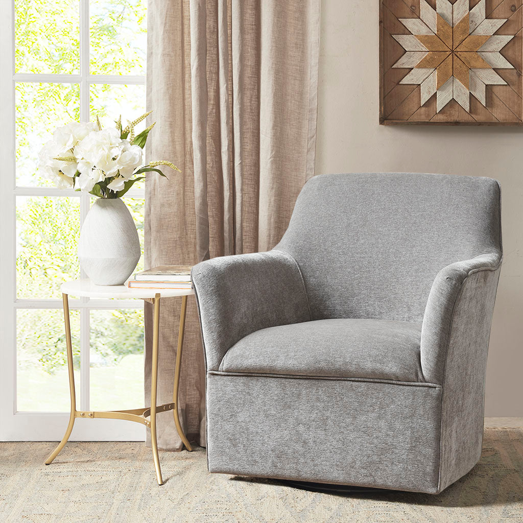 Augustine Swivel Glider Chair Grey Solid Wood
