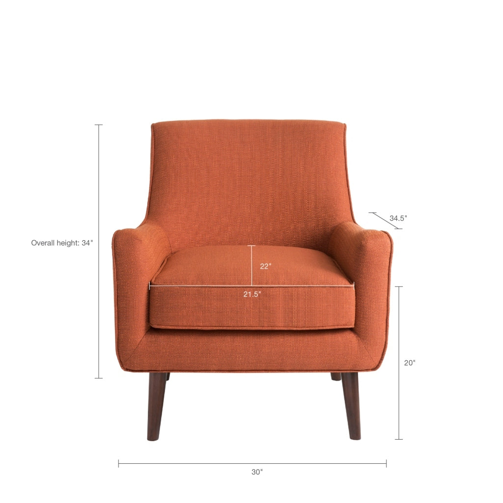 Mid Century Accent Chair Burnt Orange Polyester