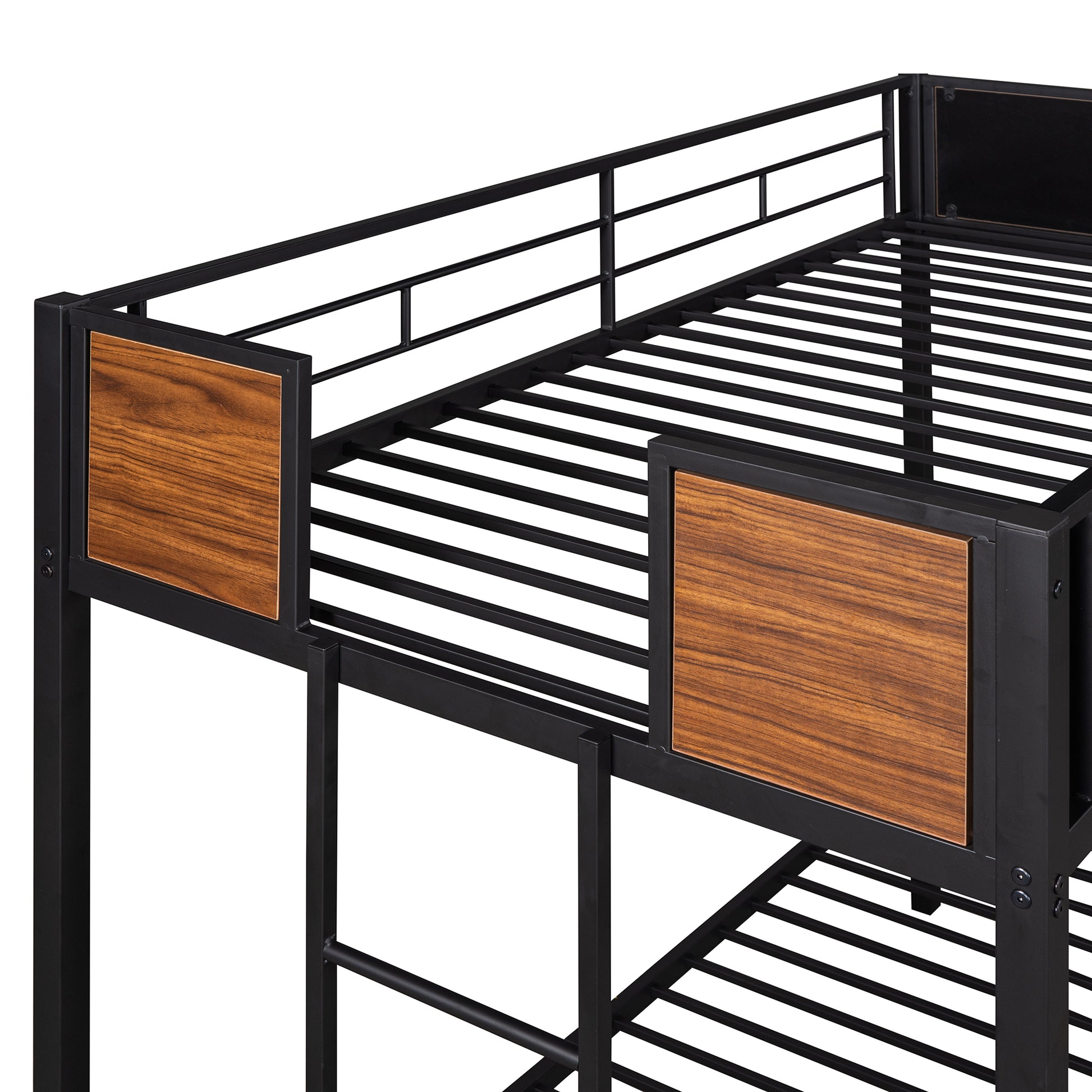 Twin Over Twin Bunk Bed Modern Style Steel Frame Bunk Bed With Safety Rail, Built In Ladder For Bedroom, Dorm, Boys, Girls, Adults Old Sku:Mf190839Aad Twin Brown Metal