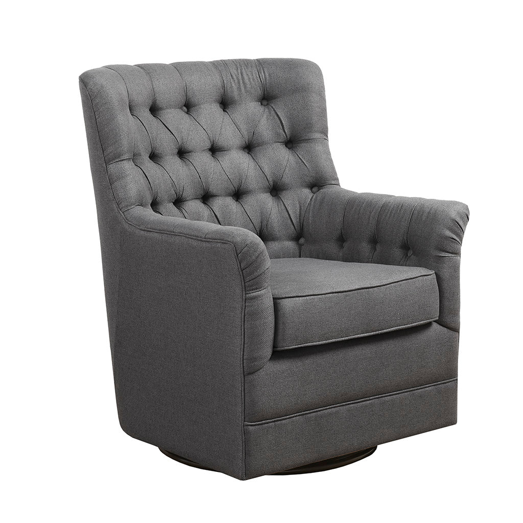 Mathis Swivel Glider Chair Gray Solid Wood