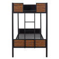 Twin Over Twin Bunk Bed Modern Style Steel Frame Bunk Bed With Safety Rail, Built In Ladder For Bedroom, Dorm, Boys, Girls, Adults Old Sku:Mf190839Aad Twin Brown Metal